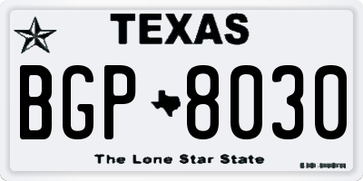 TX license plate BGP8030