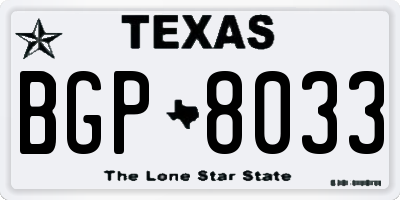 TX license plate BGP8033