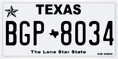 TX license plate BGP8034