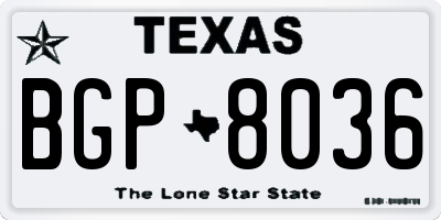 TX license plate BGP8036