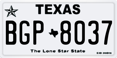 TX license plate BGP8037