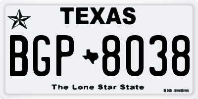 TX license plate BGP8038
