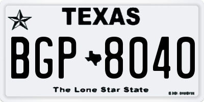 TX license plate BGP8040
