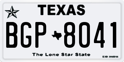 TX license plate BGP8041