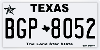 TX license plate BGP8052