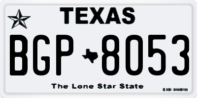 TX license plate BGP8053