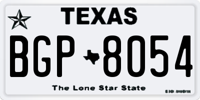 TX license plate BGP8054