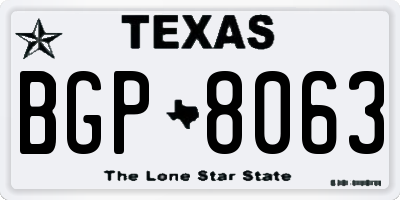 TX license plate BGP8063
