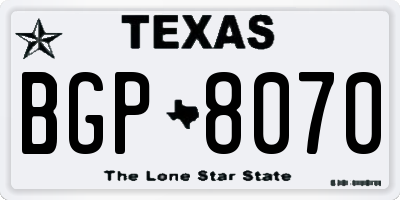 TX license plate BGP8070