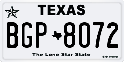 TX license plate BGP8072