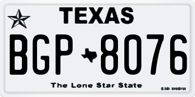 TX license plate BGP8076