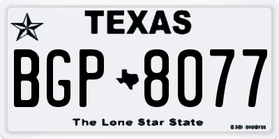 TX license plate BGP8077
