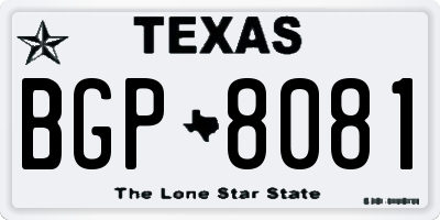 TX license plate BGP8081