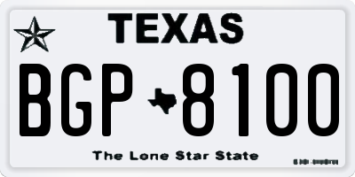 TX license plate BGP8100