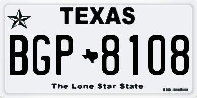 TX license plate BGP8108