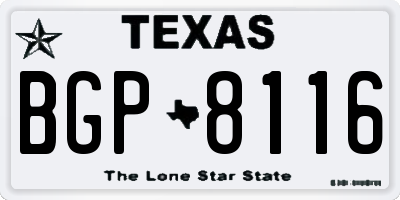 TX license plate BGP8116