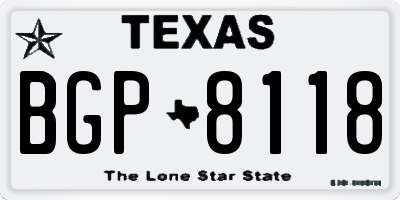 TX license plate BGP8118