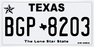 TX license plate BGP8203