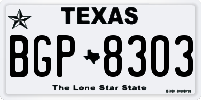TX license plate BGP8303