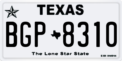 TX license plate BGP8310