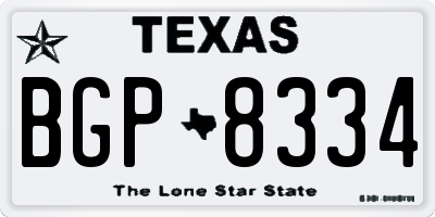 TX license plate BGP8334