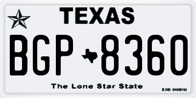 TX license plate BGP8360