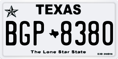 TX license plate BGP8380