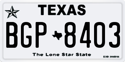 TX license plate BGP8403