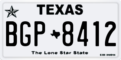 TX license plate BGP8412