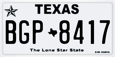 TX license plate BGP8417