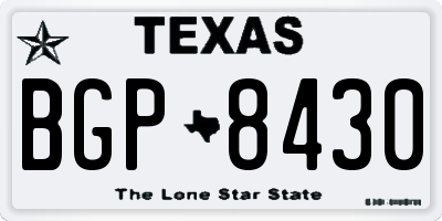 TX license plate BGP8430