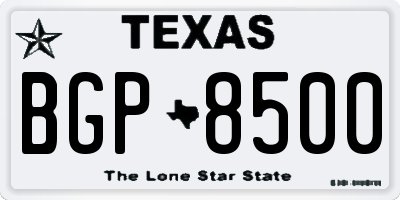 TX license plate BGP8500