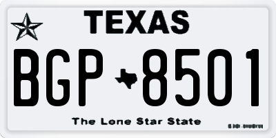 TX license plate BGP8501