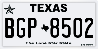 TX license plate BGP8502