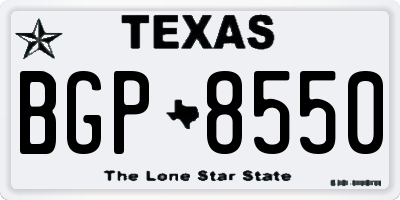 TX license plate BGP8550