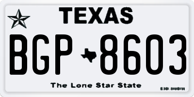 TX license plate BGP8603