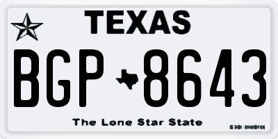 TX license plate BGP8643