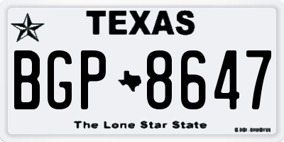 TX license plate BGP8647