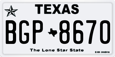 TX license plate BGP8670