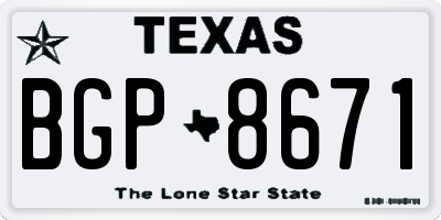 TX license plate BGP8671
