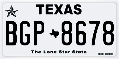 TX license plate BGP8678
