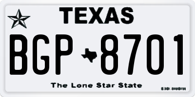 TX license plate BGP8701