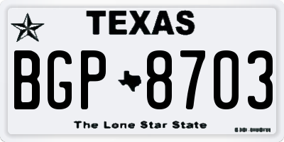 TX license plate BGP8703