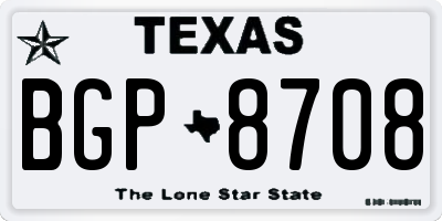 TX license plate BGP8708