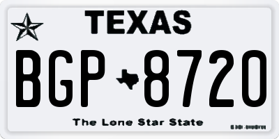 TX license plate BGP8720