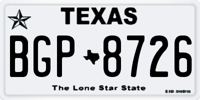 TX license plate BGP8726