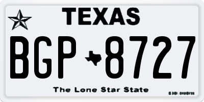 TX license plate BGP8727