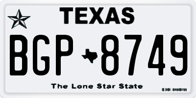 TX license plate BGP8749