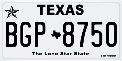 TX license plate BGP8750