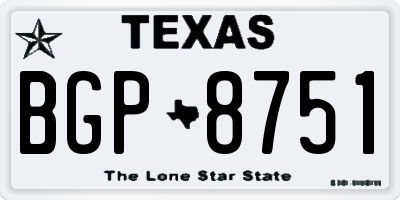 TX license plate BGP8751
